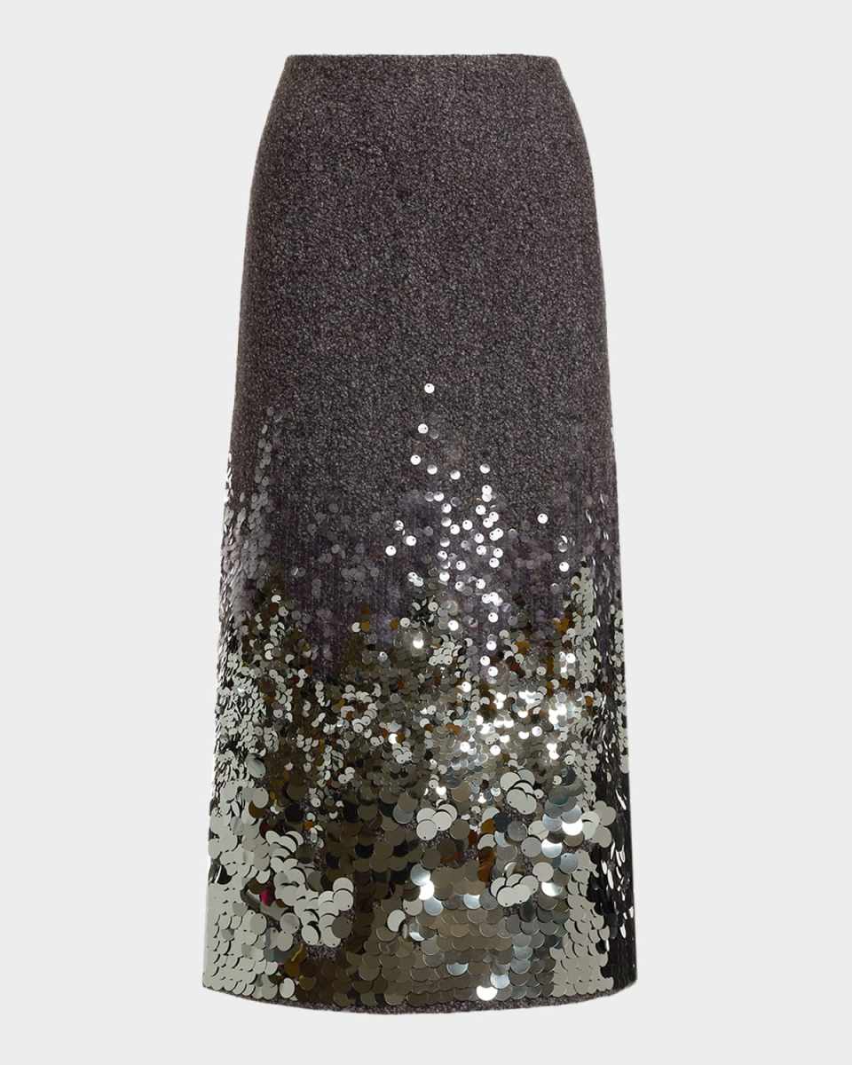 Peter Sequined Wool-Blend Midi Skirt